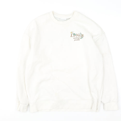 Li-Ning Womens White Pullover Sweatshirt Size 12 Cotton Blend