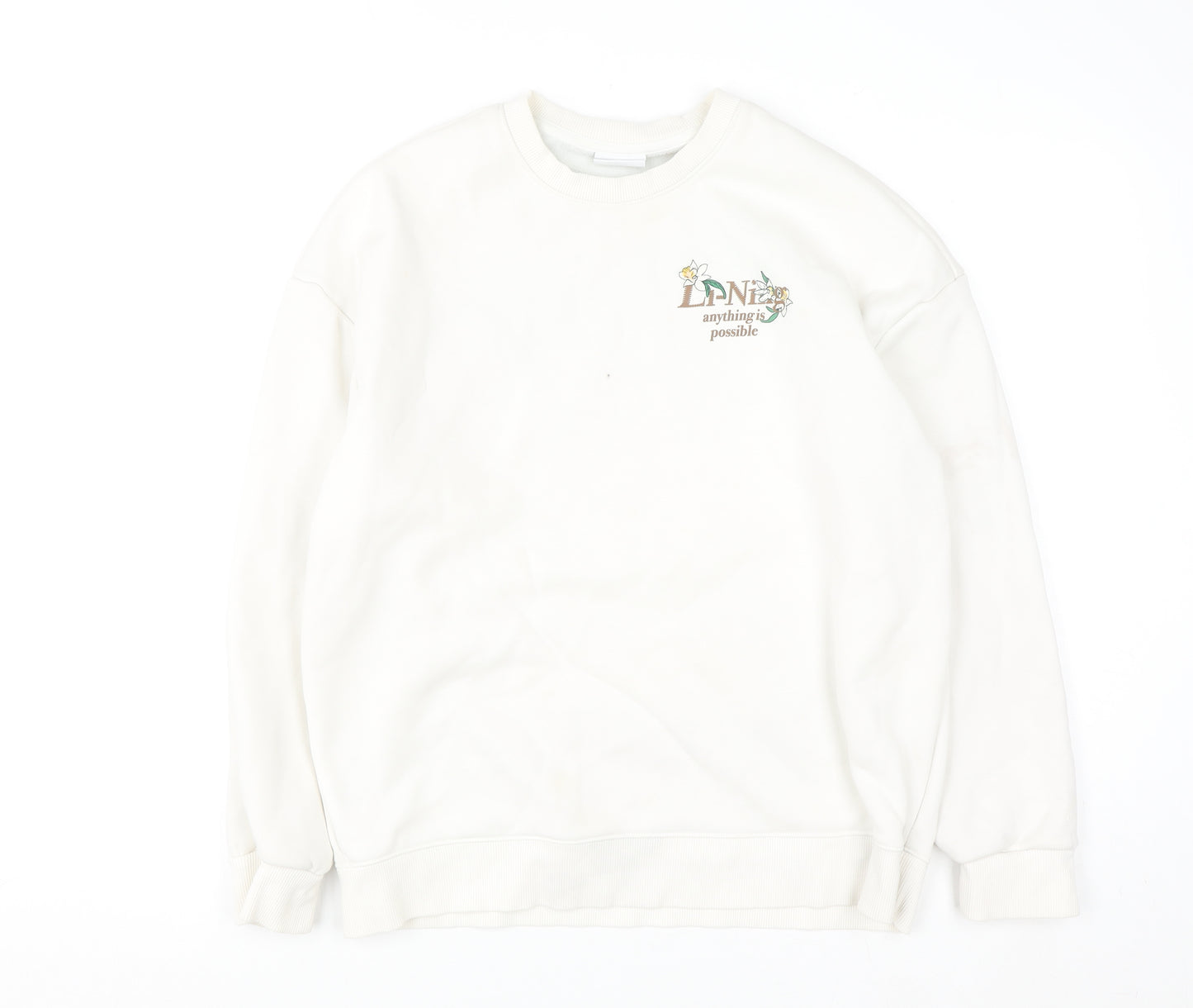 Li-Ning Womens White Pullover Sweatshirt Size 12 Cotton Blend