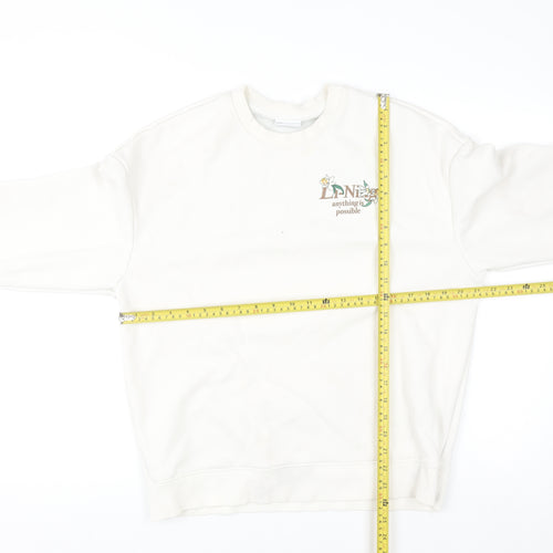 Li-Ning Womens White Pullover Sweatshirt Size 12 Cotton Blend