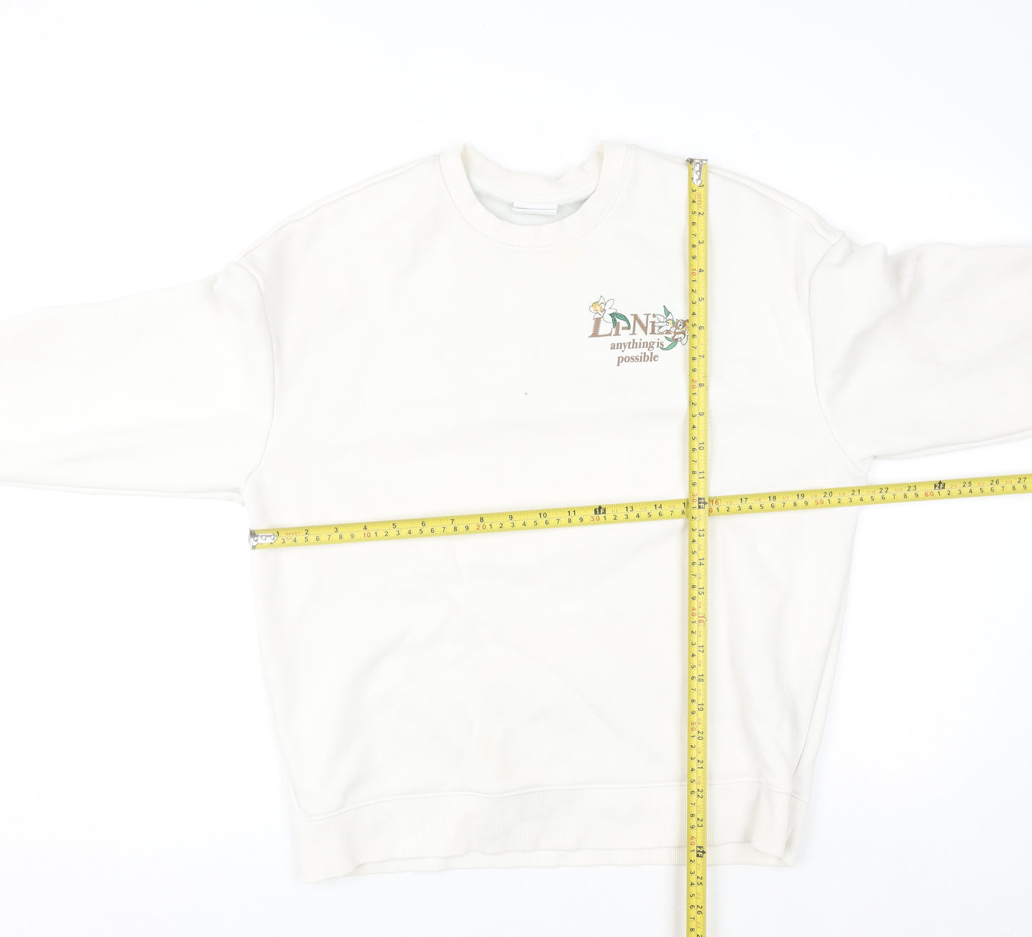 Li-Ning Womens White Pullover Sweatshirt Size 12 Cotton Blend
