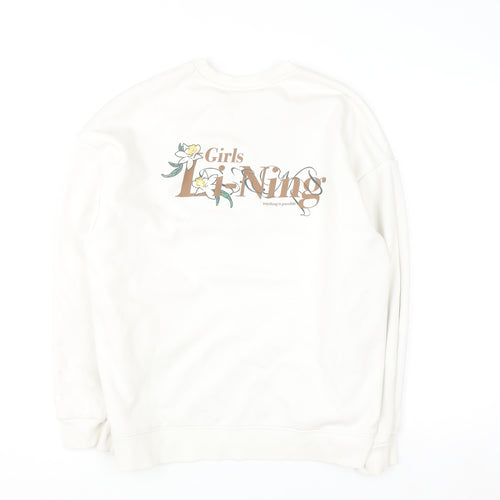 Li-Ning Womens White Pullover Sweatshirt Size 12 Cotton Blend
