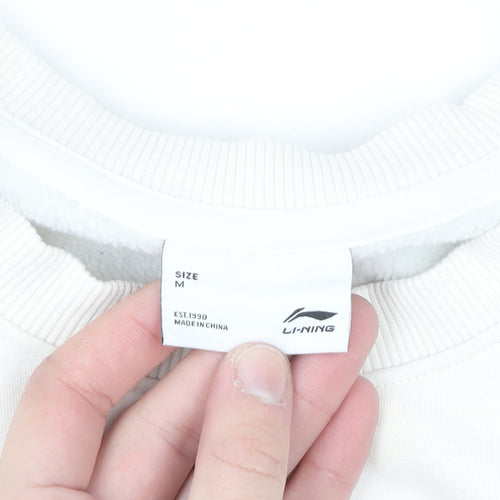 Li-Ning Womens White Pullover Sweatshirt Size 12 Cotton Blend