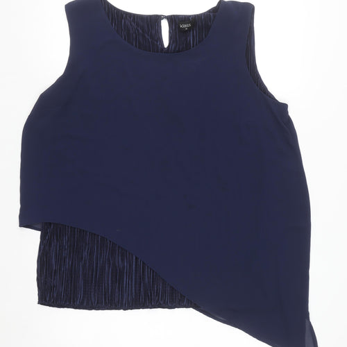 Klass Women Navy Blue Asymmetrical Sleeveless Blouse Size 20