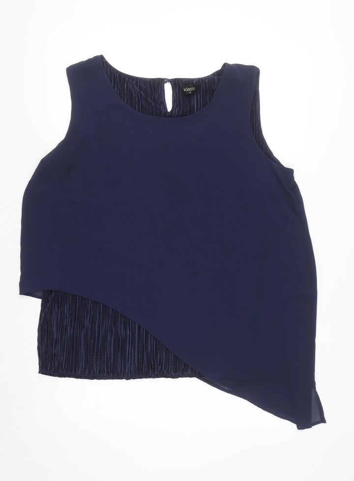 Klass Women Navy Blue Asymmetrical Sleeveless Blouse Size 20
