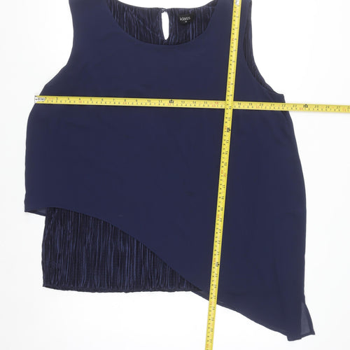 Klass Women Navy Blue Asymmetrical Sleeveless Blouse Size 20