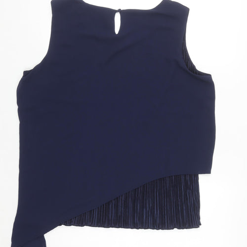 Klass Women Navy Blue Asymmetrical Sleeveless Blouse Size 20