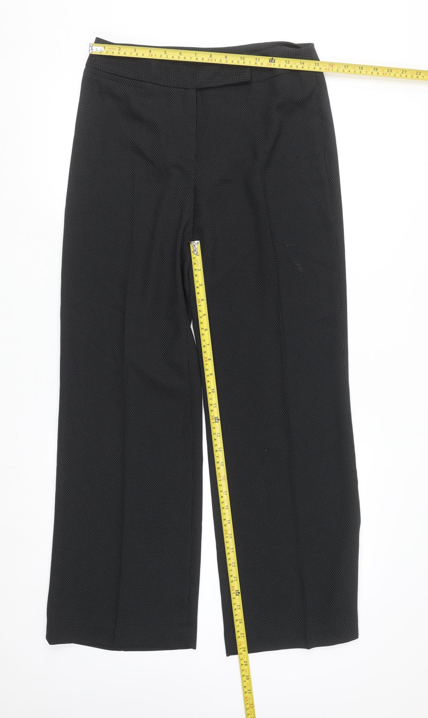 Dunnes Stores Womens Black Straight Leg Trousers Size 10 Regular Fit