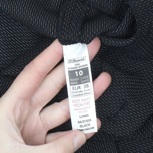 Dunnes Stores Womens Black Straight Leg Trousers Size 10 Regular Fit