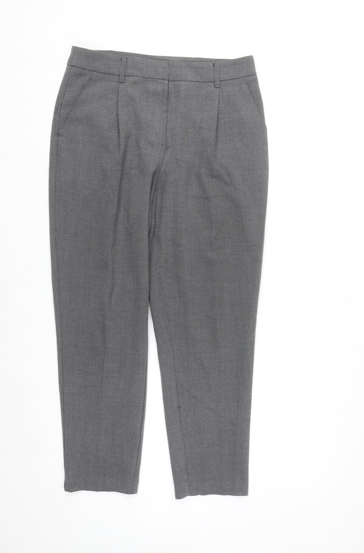 F&F Women's Grey Pleated Straight Leg Trousers UK 10