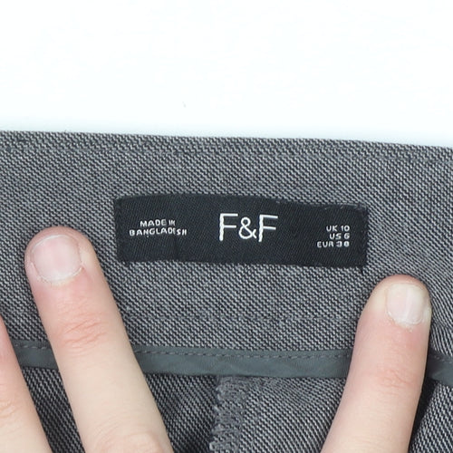 F&F Women's Grey Pleated Straight Leg Trousers UK 10