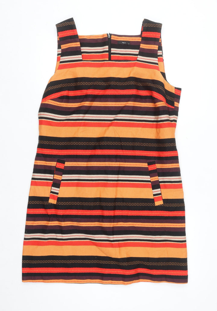 M&Co Women’s Multicoloured Stripe Shift Dress Size 18 Sleeveless