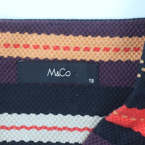 M&Co Women’s Multicoloured Stripe Shift Dress Size 18 Sleeveless