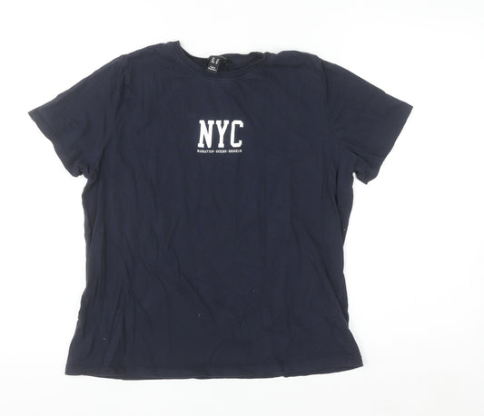 New Look Women's Blue NYC Print Cotton T-Shirt Size 14