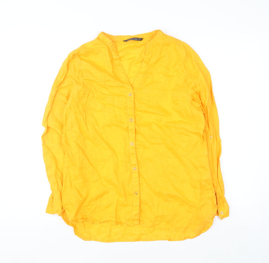 Dunnes Women’s Orange Linen Button-Up Shirt Size S