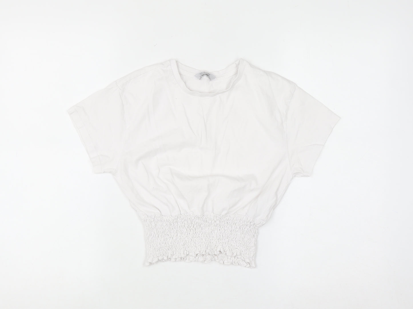 Primark Girls White 12-13 Years Cropped Cotton T-Shirt
