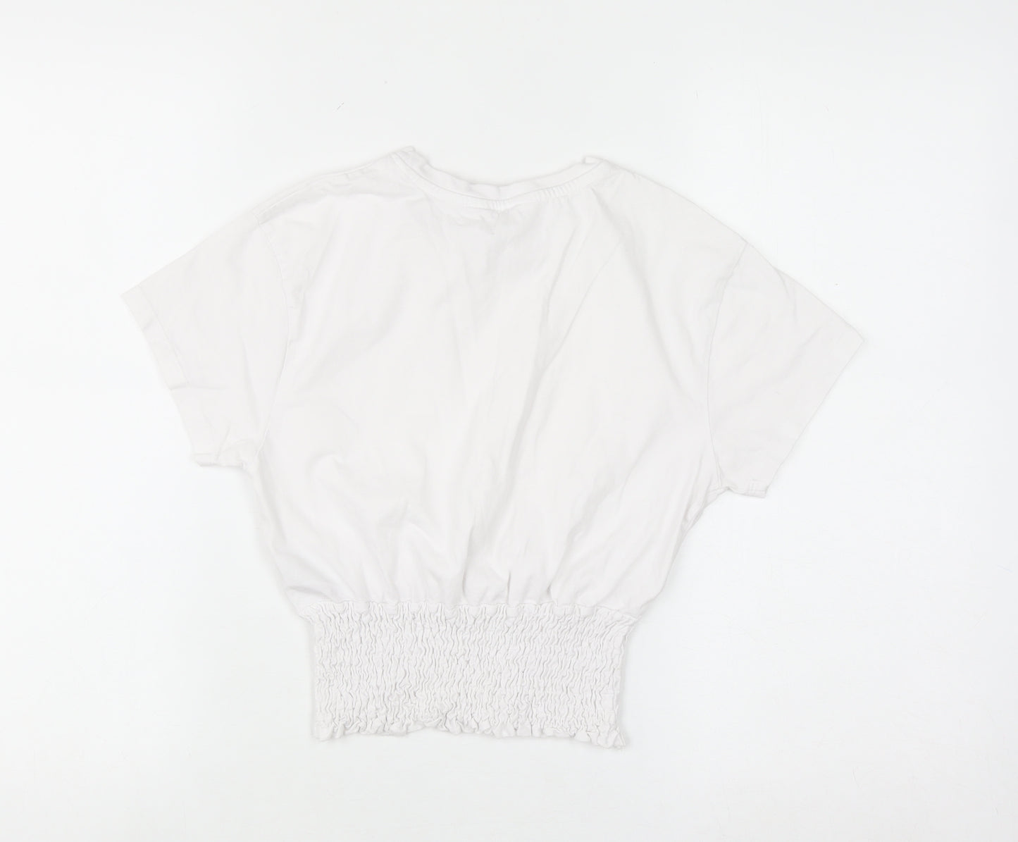 Primark Girls White 12-13 Years Cropped Cotton T-Shirt