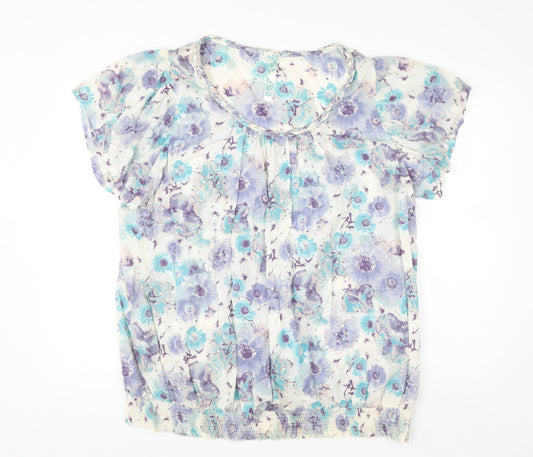 Evans Womens Multicoloured Floral Cotton Sequin Tunic Blouse Size 24