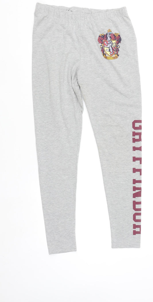 Harry Potter Gryffindor Grey Womens Leggings Size 12 Elastic Waist