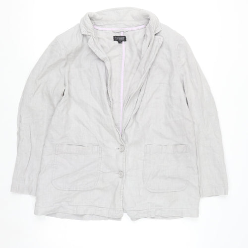 Topshop Women’s Grey Linen Blazer Jacket Size 14