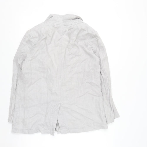 Topshop Women’s Grey Linen Blazer Jacket Size 14