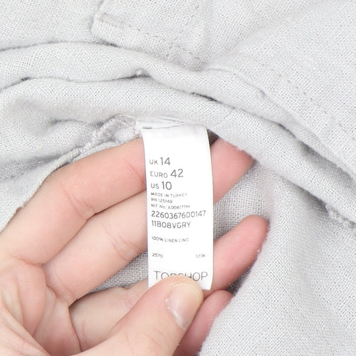 Topshop Women’s Grey Linen Blazer Jacket Size 14