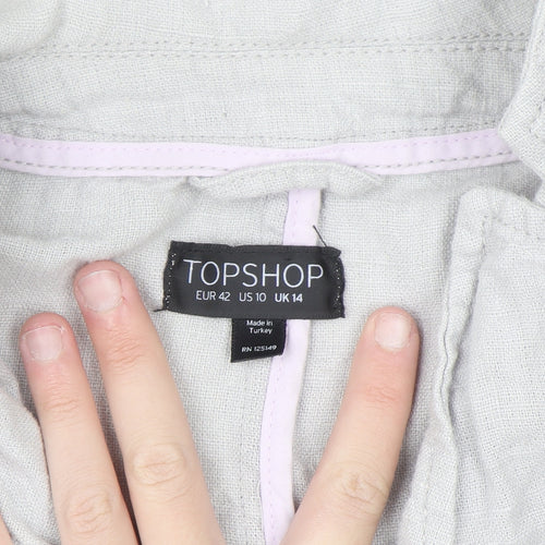 Topshop Women’s Grey Linen Blazer Jacket Size 14