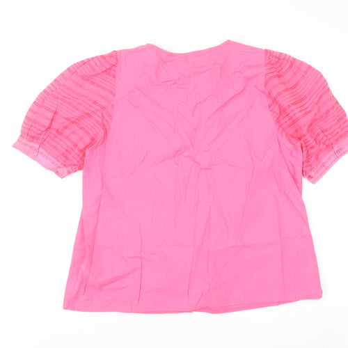 Gallery Women's Pink Short Sleeve Button Tunic Blouse Size 16