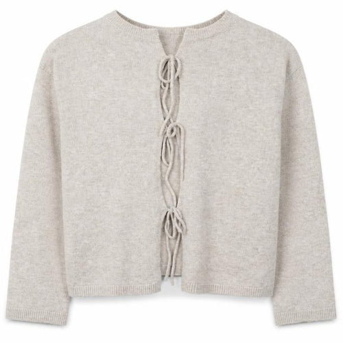 Noisy May Women Beige Knit Reversible Tie Cardigan Size S