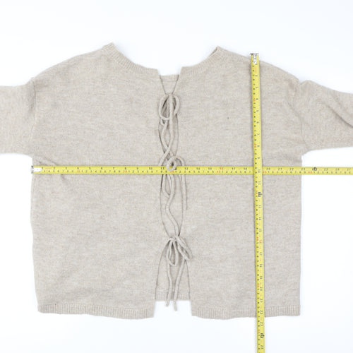 Noisy May Women Beige Knit Reversible Tie Cardigan Size S