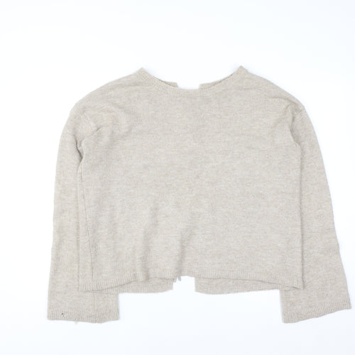 Noisy May Women Beige Knit Reversible Tie Cardigan Size S