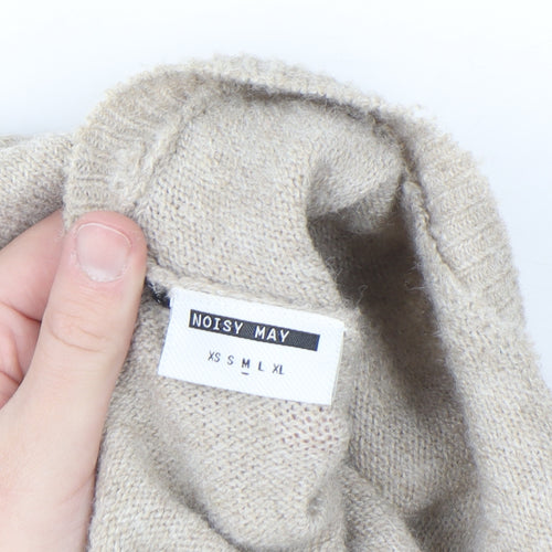 Noisy May Women Beige Knit Reversible Tie Cardigan Size S