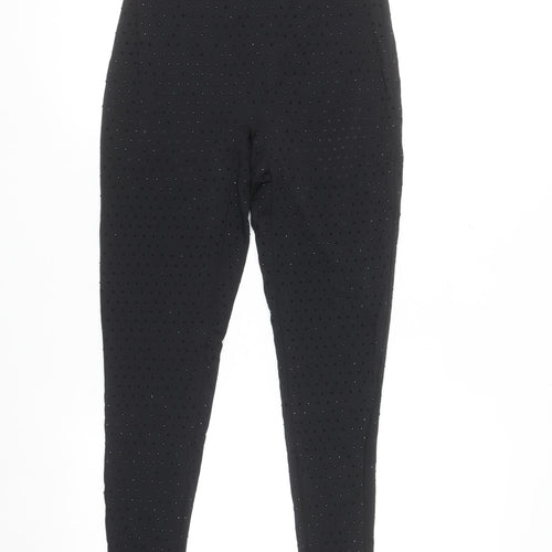 Oh Polly Womens Black UK 6 High Rise Sequin Ankle Leggings