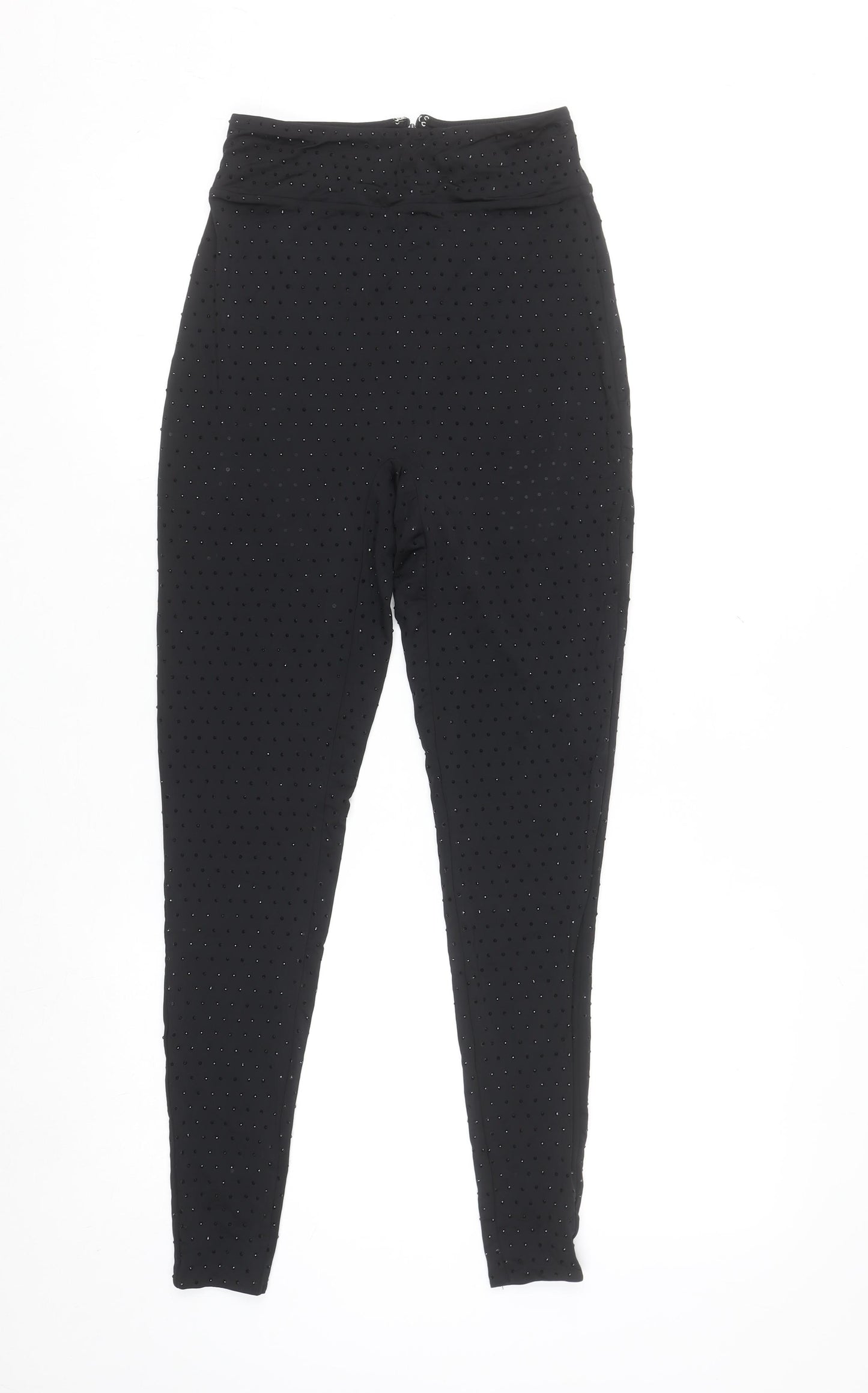 Oh Polly Womens Black UK 6 High Rise Sequin Ankle Leggings