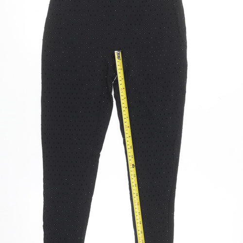 Oh Polly Womens Black UK 6 High Rise Sequin Ankle Leggings