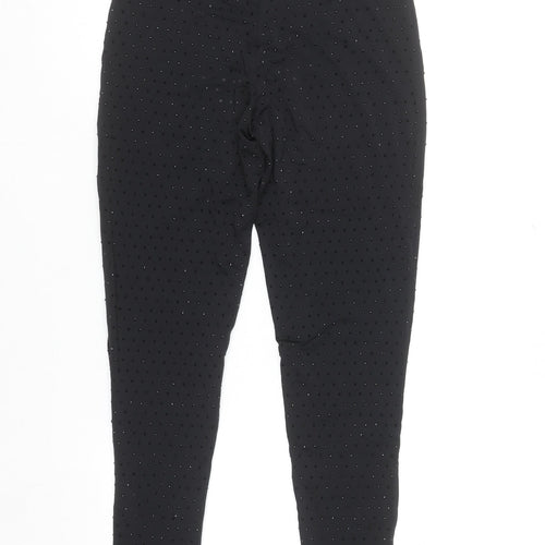 Oh Polly Womens Black UK 6 High Rise Sequin Ankle Leggings