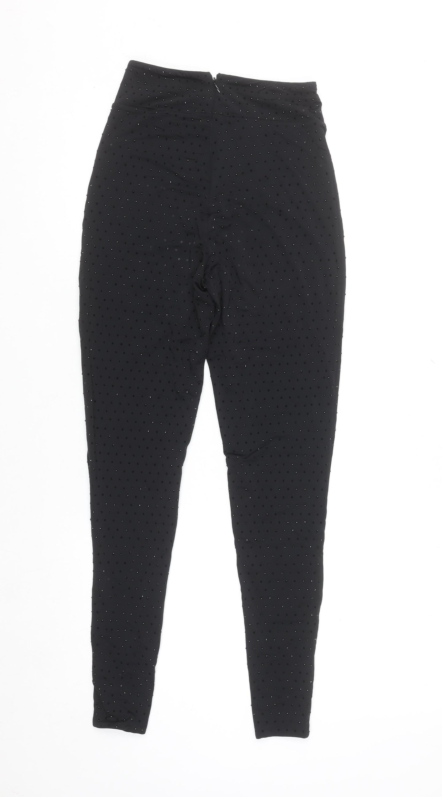 Oh Polly Womens Black UK 6 High Rise Sequin Ankle Leggings