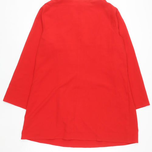 H&M Women Red Shift Dress Size 18 V-Neck Long Sleeve Woven