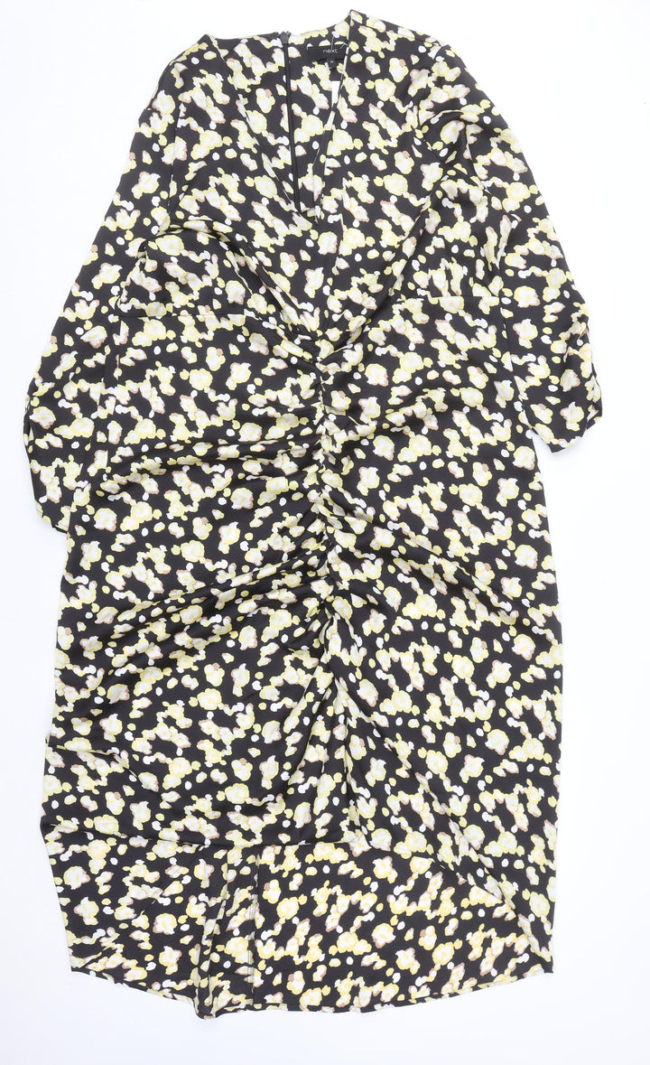 Next Womens Multicoloured Floral Ruched Midi Dress Size 20