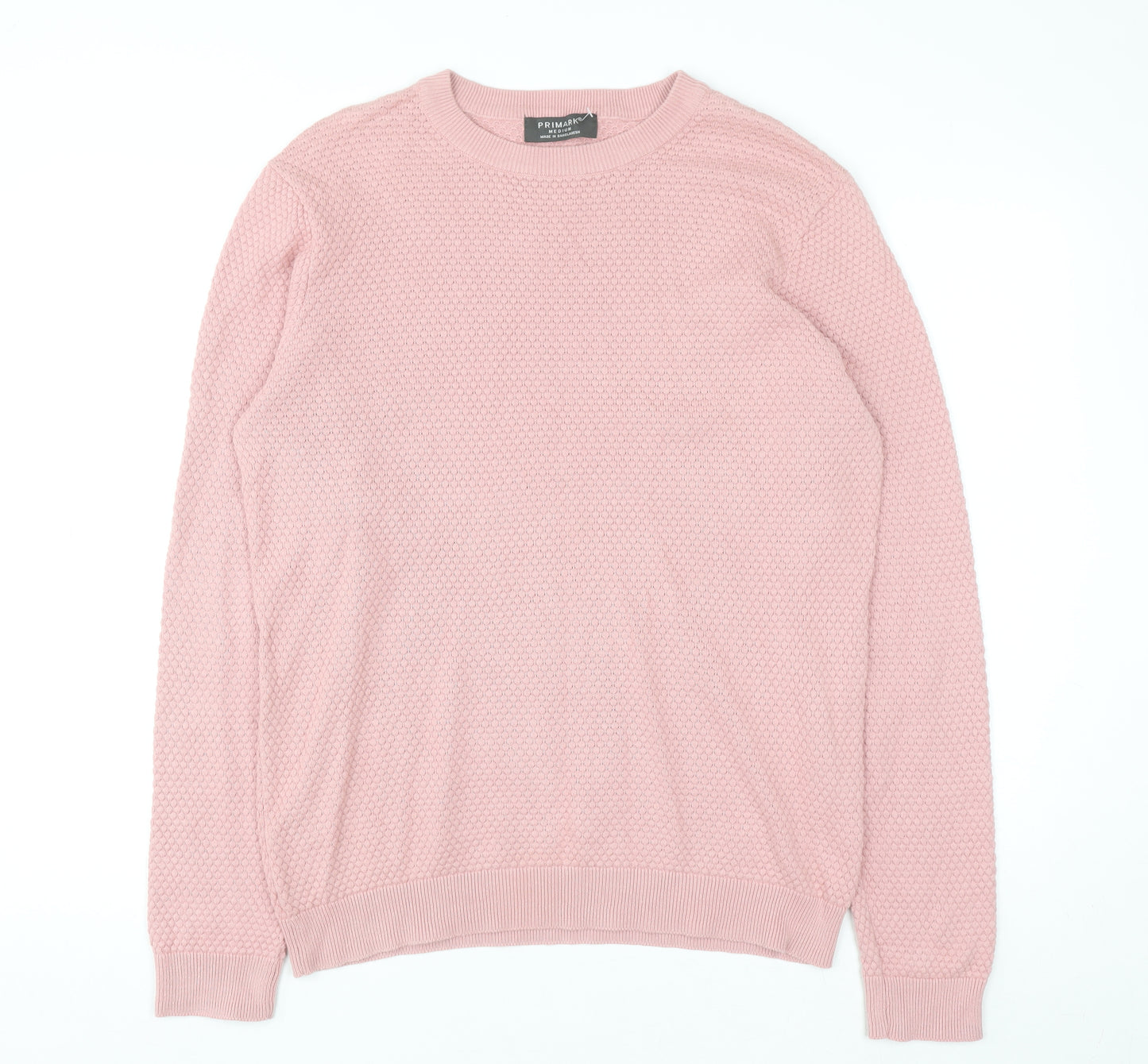Primark Men's Pink Cotton Crew Neck Jumper M