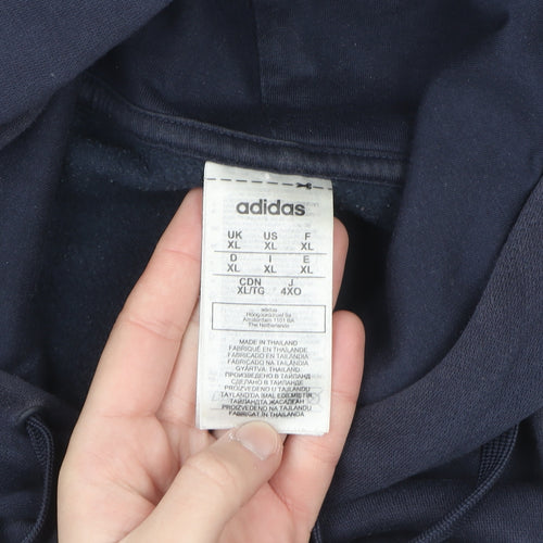 Adidas Men's Grey XL Pullover Hoodie with Logo and Stripe Detail