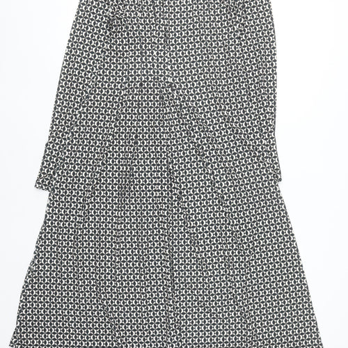 River Island Women Black Geometric Midi Shirt Dress Size 14