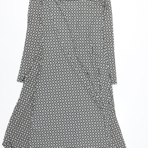 River Island Women Black Geometric Midi Shirt Dress Size 14
