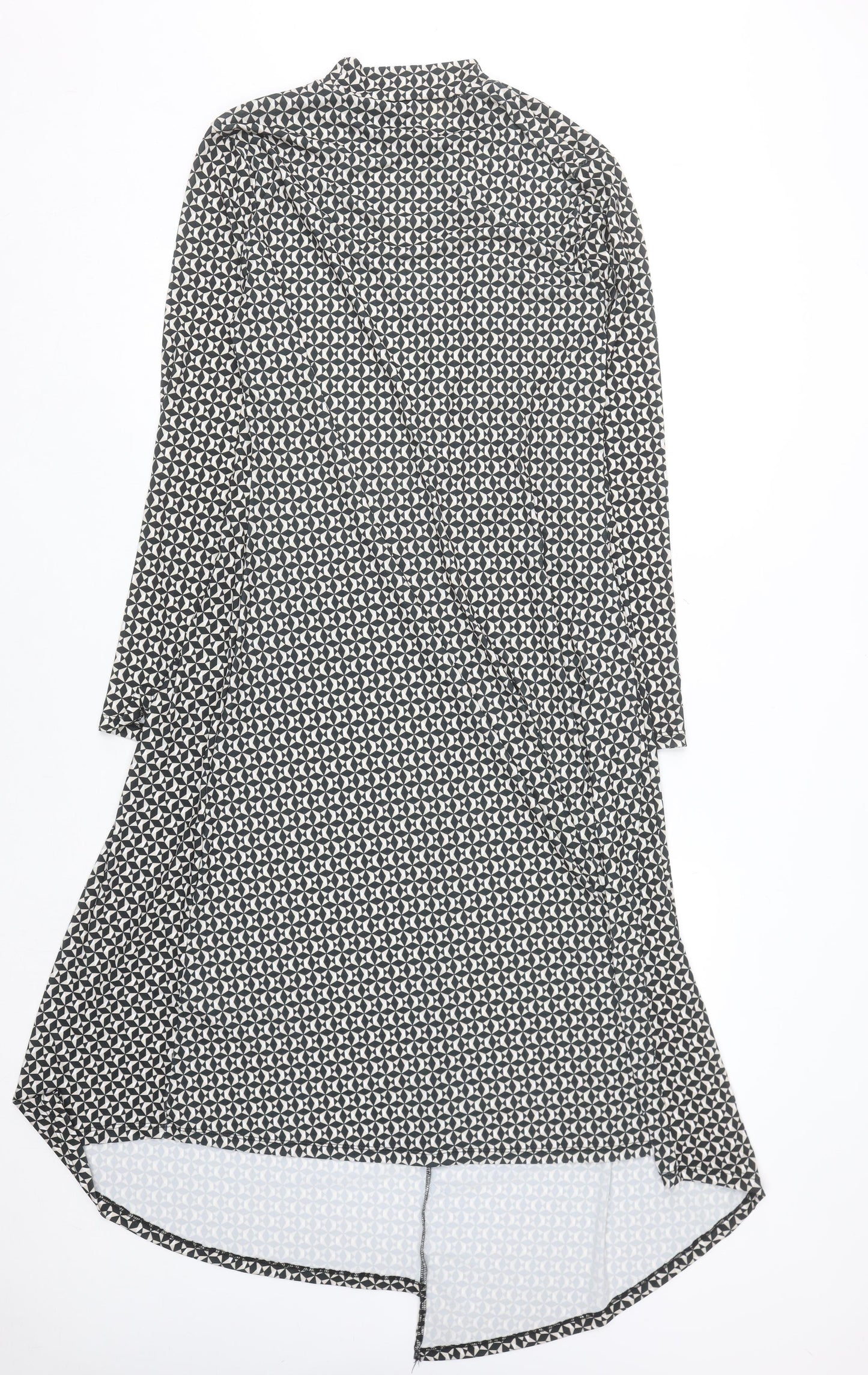 River Island Women Black Geometric Midi Shirt Dress Size 14