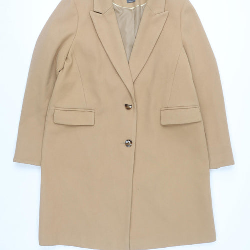 Primark Women’s Beige Wool Blend Mid-Length Overcoat UK 14