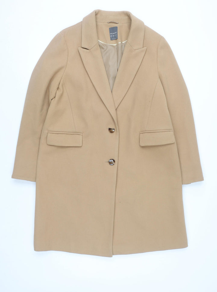 Primark Women’s Beige Wool Blend Mid-Length Overcoat UK 14
