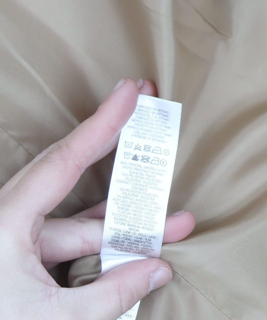 Primark Women’s Beige Wool Blend Mid-Length Overcoat UK 14