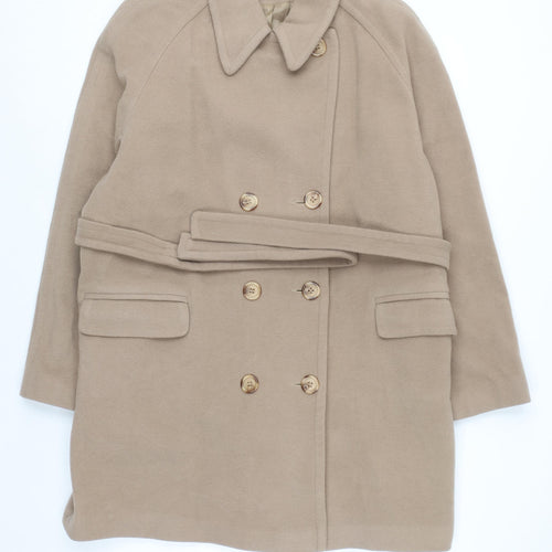 Principles Women's Beige Wool Cashmere Belted Trench Coat Size 18