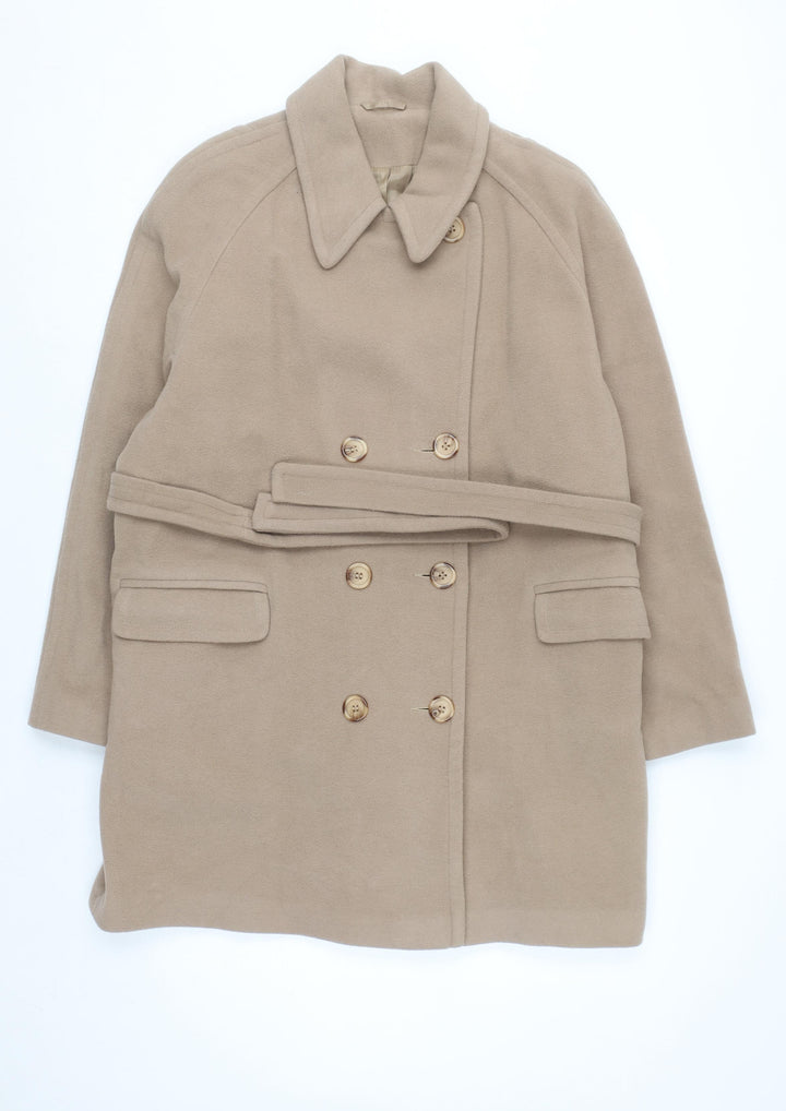 Principles Women's Beige Wool Cashmere Belted Trench Coat Size 18