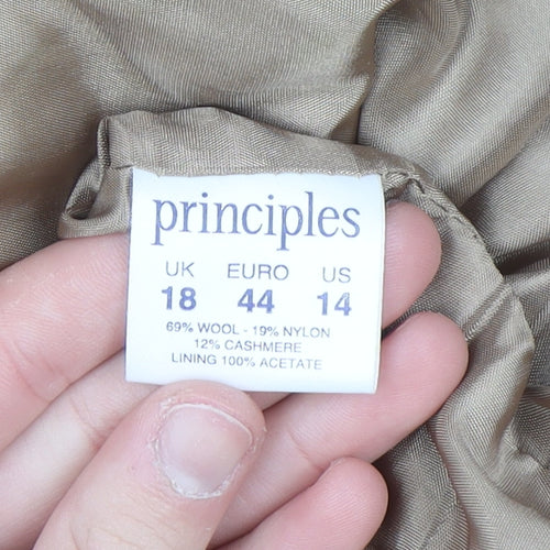 Principles Women's Beige Wool Cashmere Belted Trench Coat Size 18