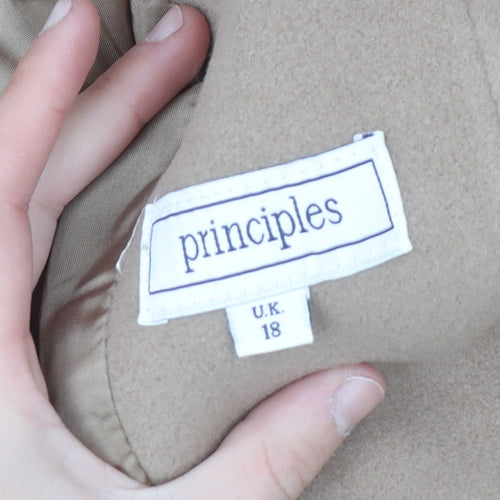 Principles Women's Beige Wool Cashmere Belted Trench Coat Size 18